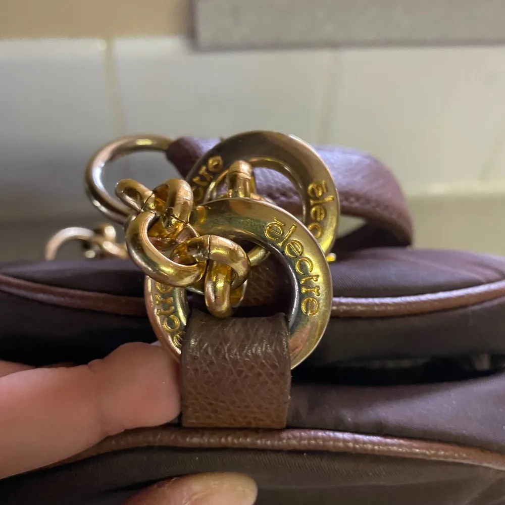 Vintage Electre Paris Brown Nylon Gold Chain Mini Pouch Coastal Granola … - Image 3