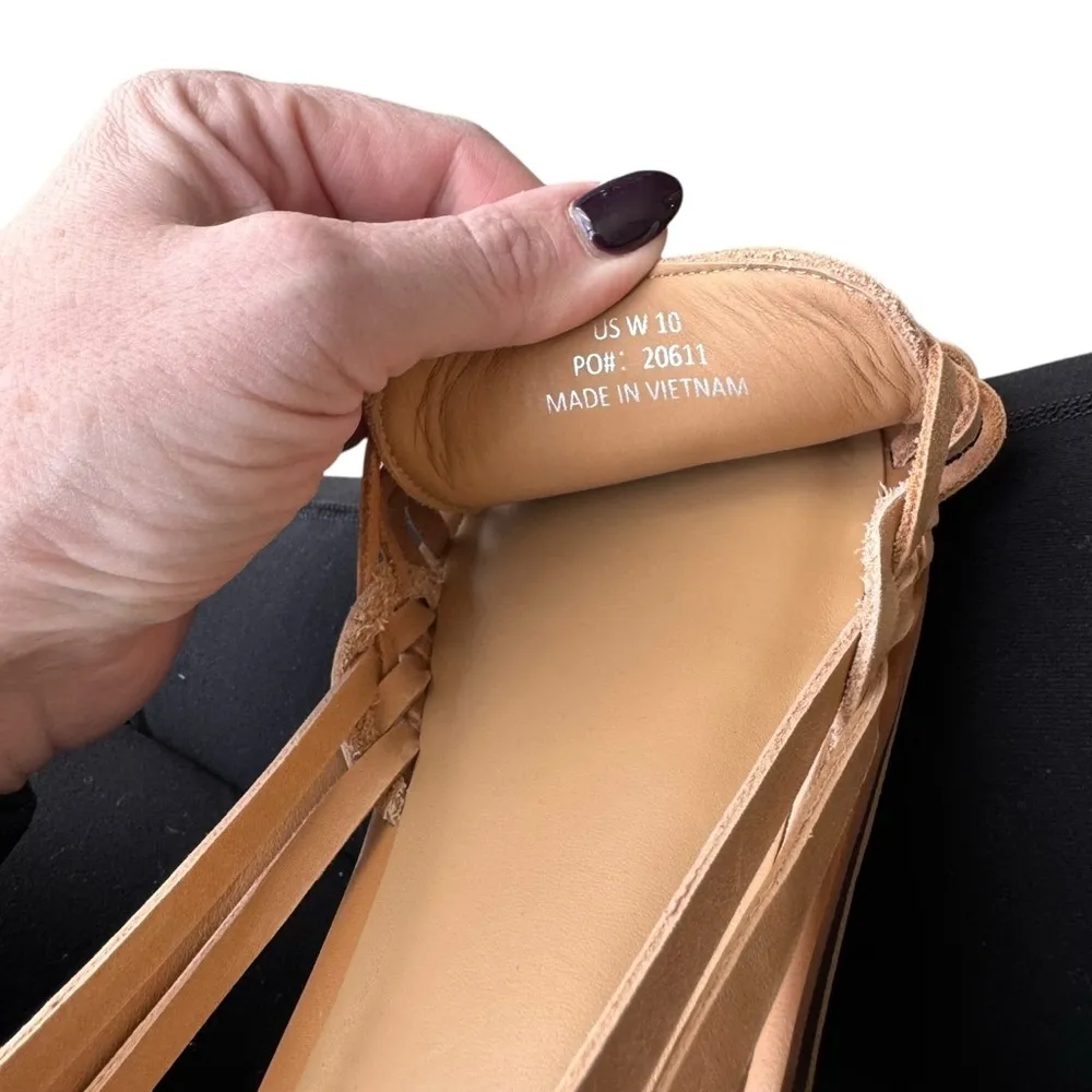 Quince - 100% Leather Huarache Woven Flats in Cashew Sz 10 - Image 9