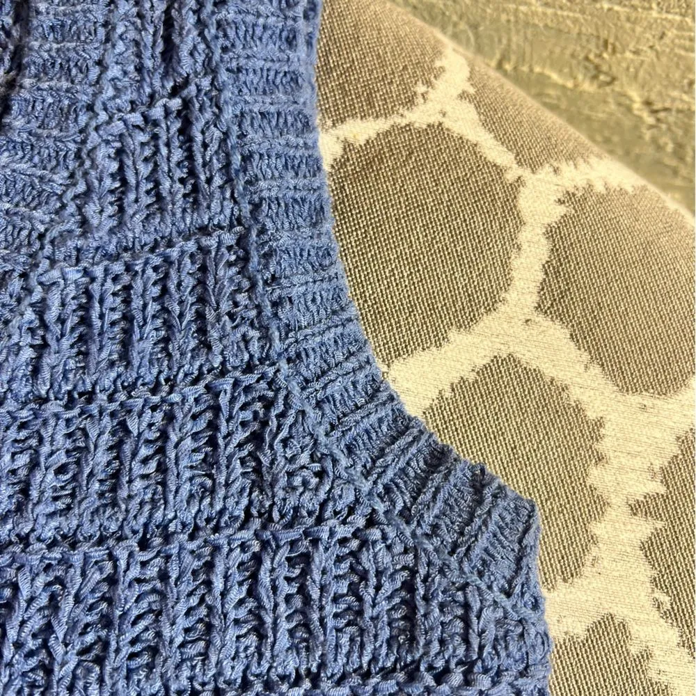 Blue Women's Crochet Sweater Vest, sleeveless, V - Image 6