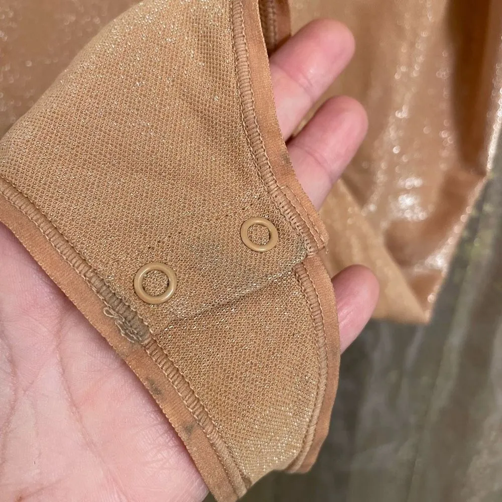 SKIMS Shimmer Glitter Nude Ochre Cami Thong Bodysuit, 3X NWT - Image 4