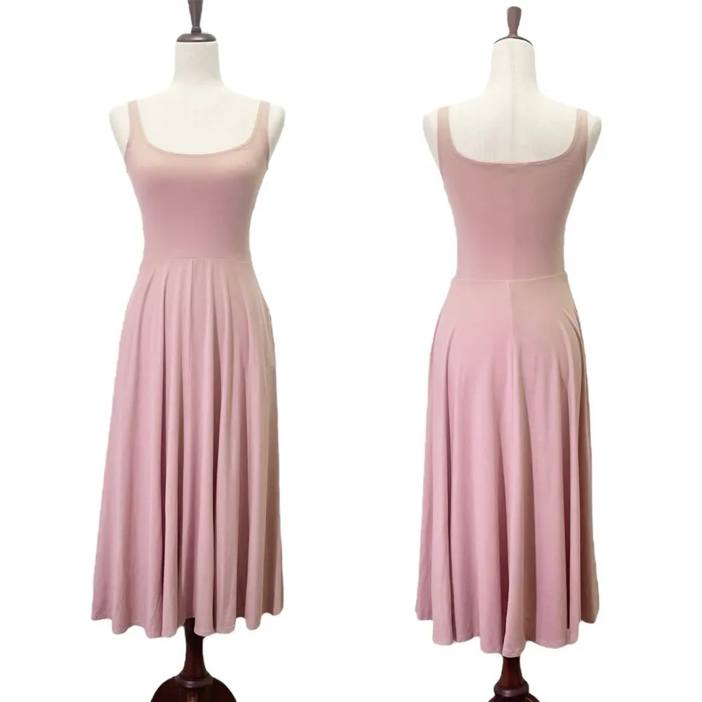 Reformation Mary Tank Dress Blush Jersey Knit Scoop Neck Midi Women's Size Small - Image 14