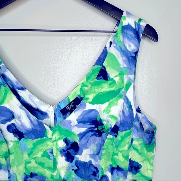 Chaps Baja‎ Watercolor Floral Print Sleeveless A-Line Dress Size 16 - Image 5