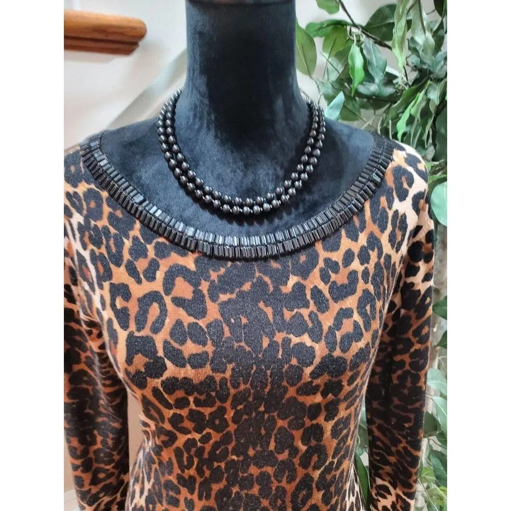 Inc Brown & Black Animal Print Round Neck Long Sleeves Casual Sweater Size Large - Image 12