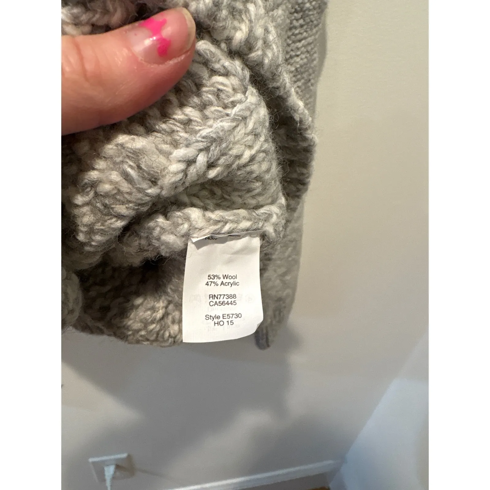 Madewell Cable Knit Mock Neck Sweater Light Gray Wool Blend Size M - Image 4