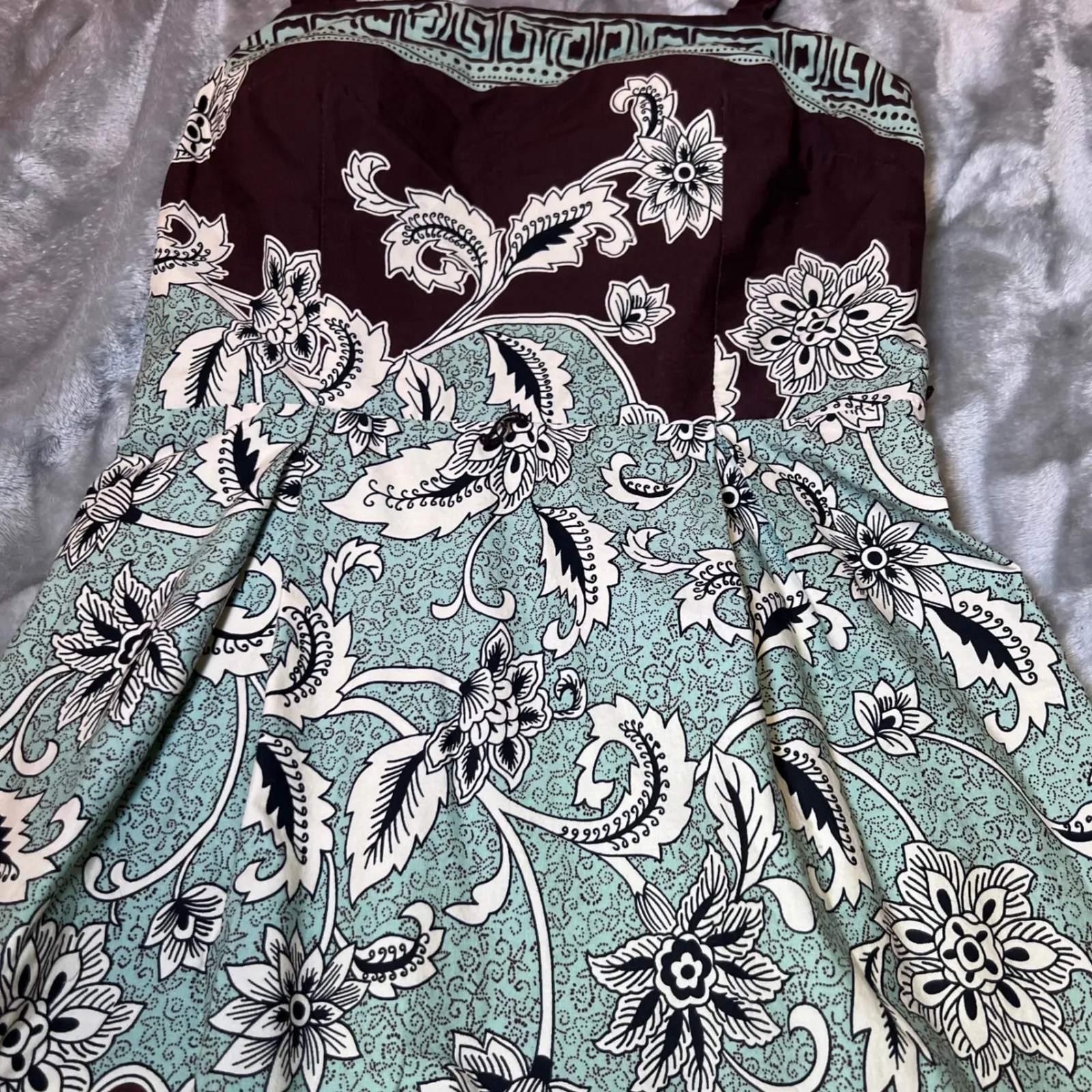 Madison Leigh Sundress Womens 8 Brown Paisley FLoral Midi Casual Boho Cottage - Image 14