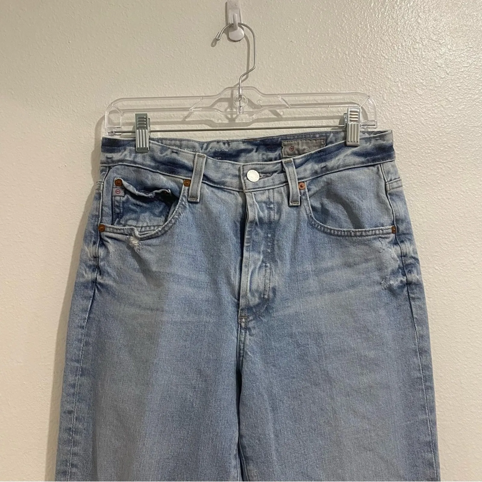 AG Denim Kensley High Rise Pop Crop Frayed Hem Jeans Sz 29 - Image 3