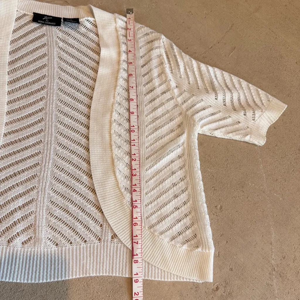 Nina Leonard Cream Open-Front Shrug - Image 8