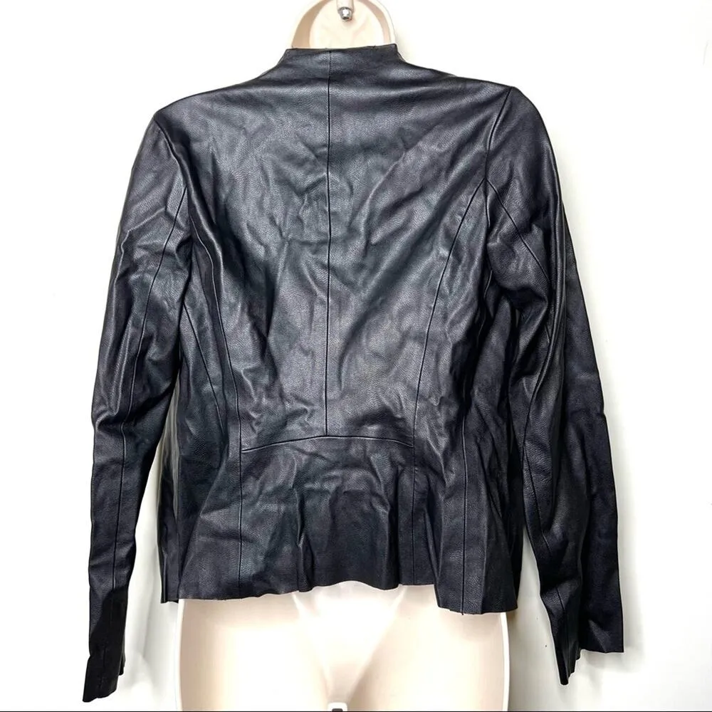 Zara Faux Leather Draped Open Jacket sz XS - Image 2