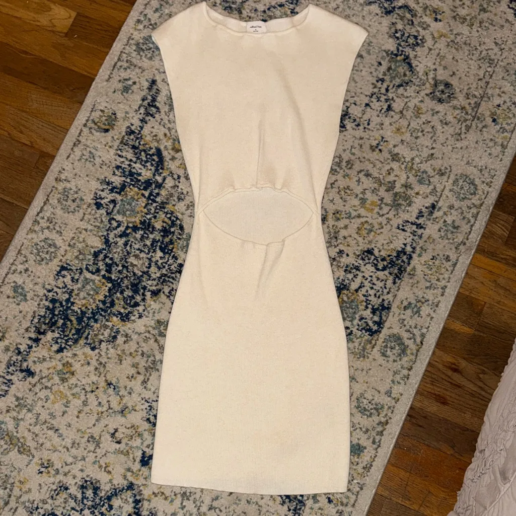 Wilfred Aritzia cutout medium ribbed White Mini Dress - Image 6