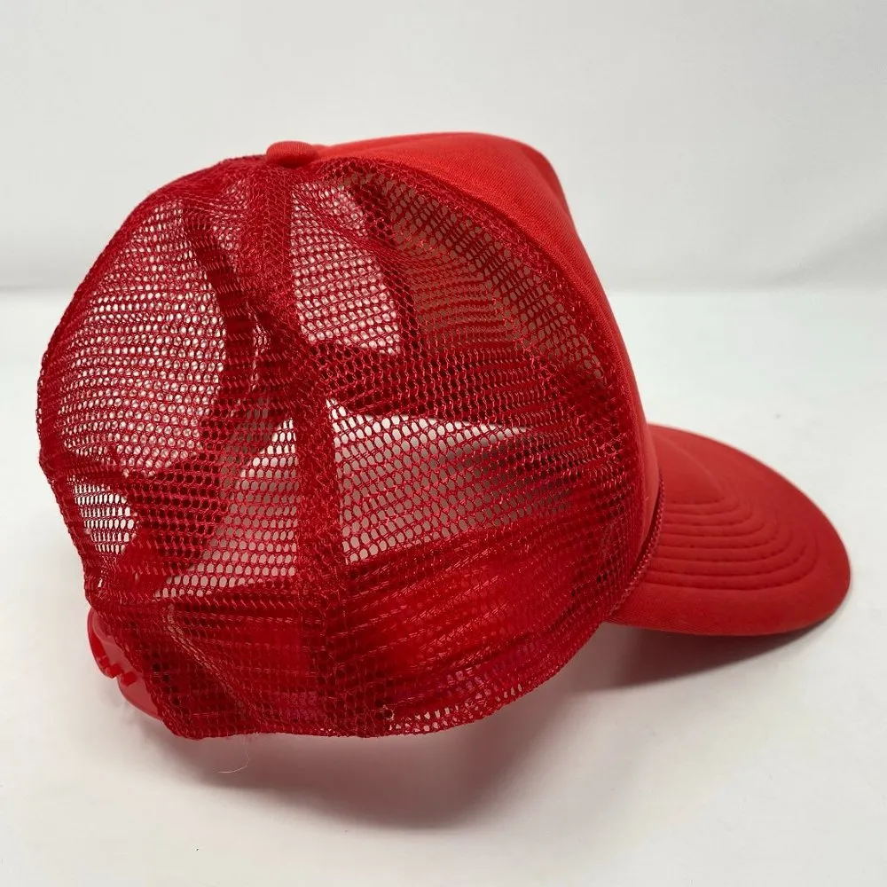 SMYM  Red Mesh Trucker Cap Spellout Snapback One Size OS - Image 6