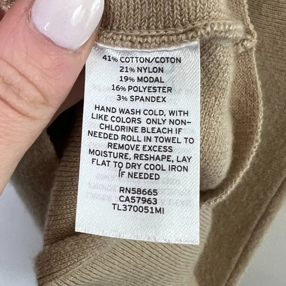 Nordstrom Leith Mock Neck Longline Sweater Tunic Cotton Modal Blend Pearl Detail - Image 10