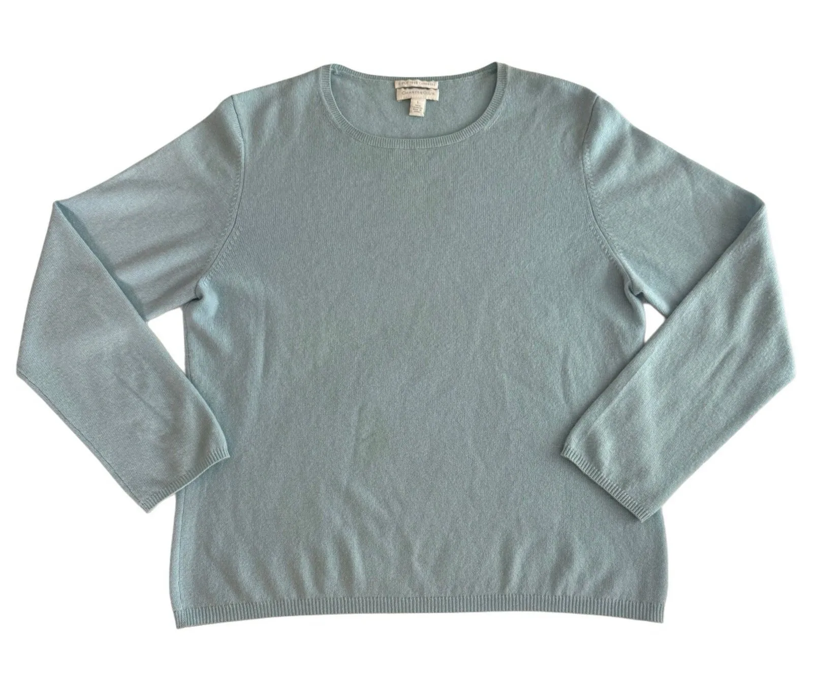 Charter Club Cashmere Light Blue Crewneck Soft Minimalist Quiet Luxury L SOFT - Image 1
