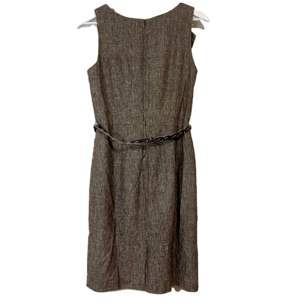 AGB Women’s Midi Business Ruffle Front Scoop Neck Dress Brown Size 6 EUC - Image 10