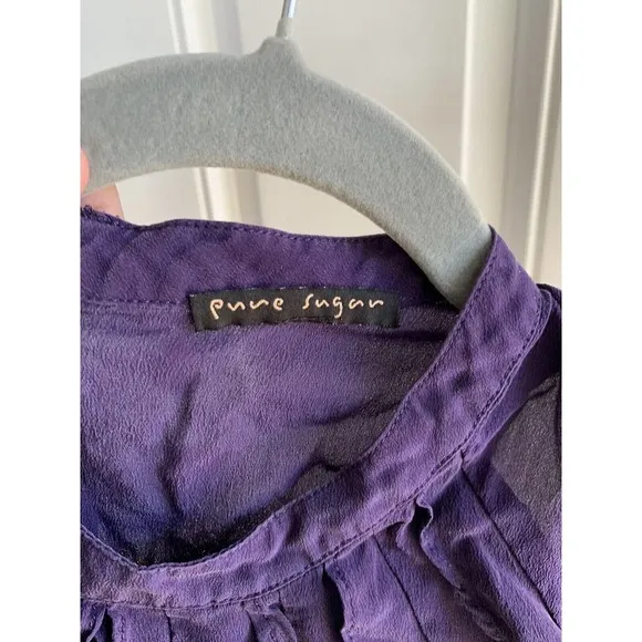 Pure Sugar Zip Front Tank Top w/ w/ silk ruffles Purple Size‎ Small - Image 2