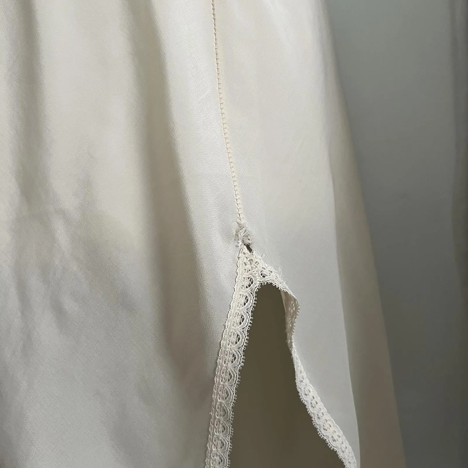 Farr West Cottagecore Coquette Satin Half Slip Lace Slit Cream Lingerie Skirt S - Image 6