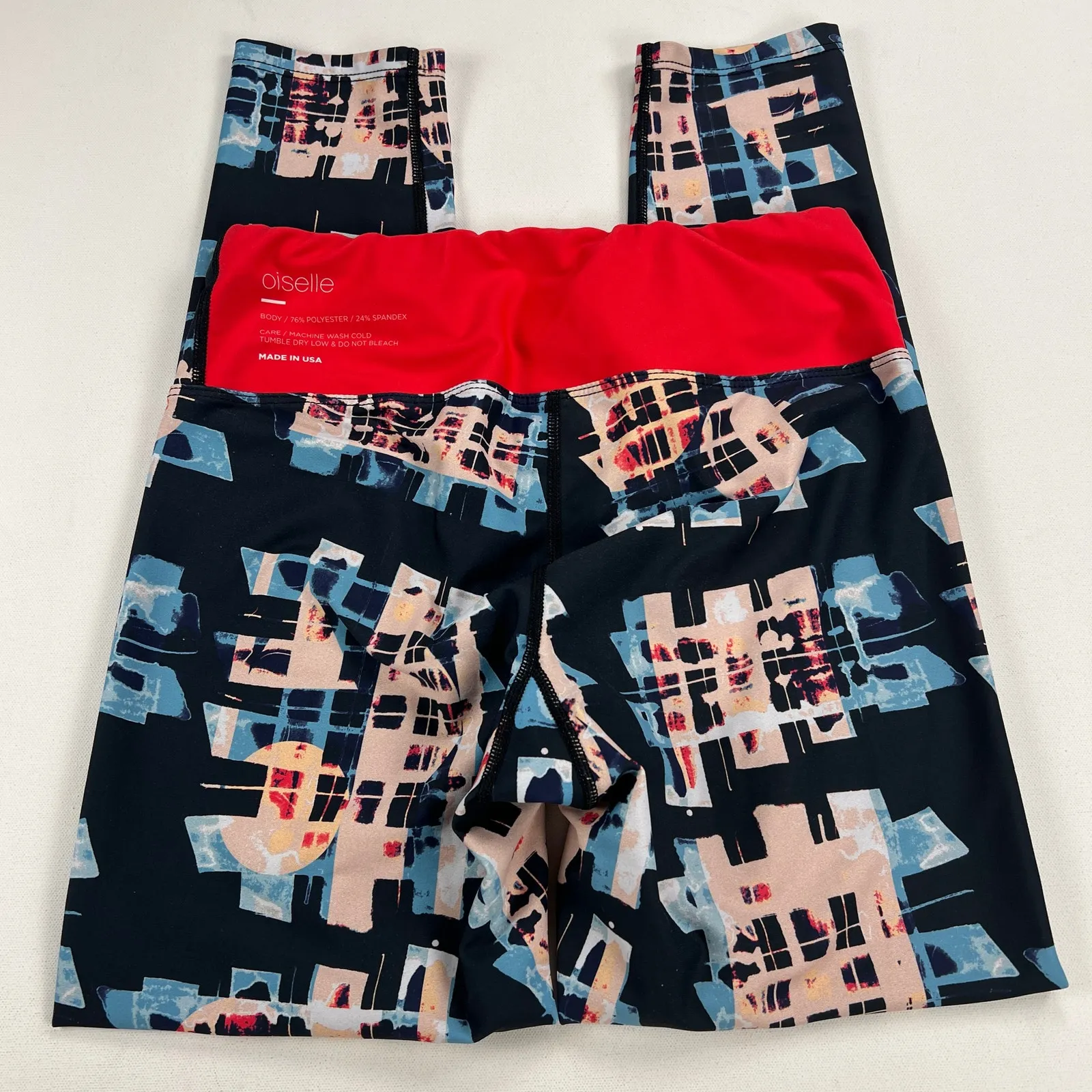 Oiselle Spandos Tagless 3/4 Athletic Legging Tights Rear Window Print Size M - Image 2