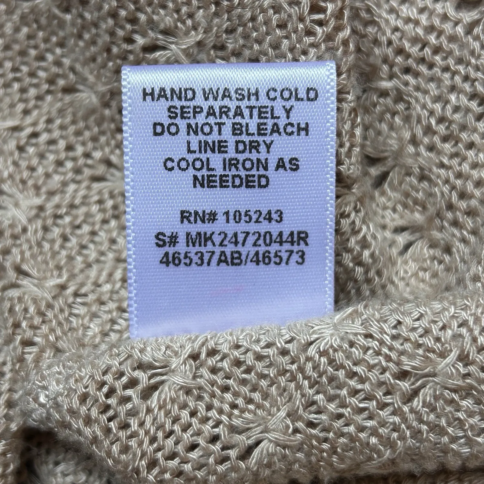 Womens Oatmeal Crochet Lace Open Cardigan Sweater Size Small Boho Hippie Cottage - Image 9