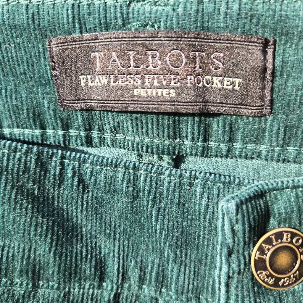 NEW Talbots Green Stretch Curvy Corduroy Straight leg Pants Size 16P - Image 7