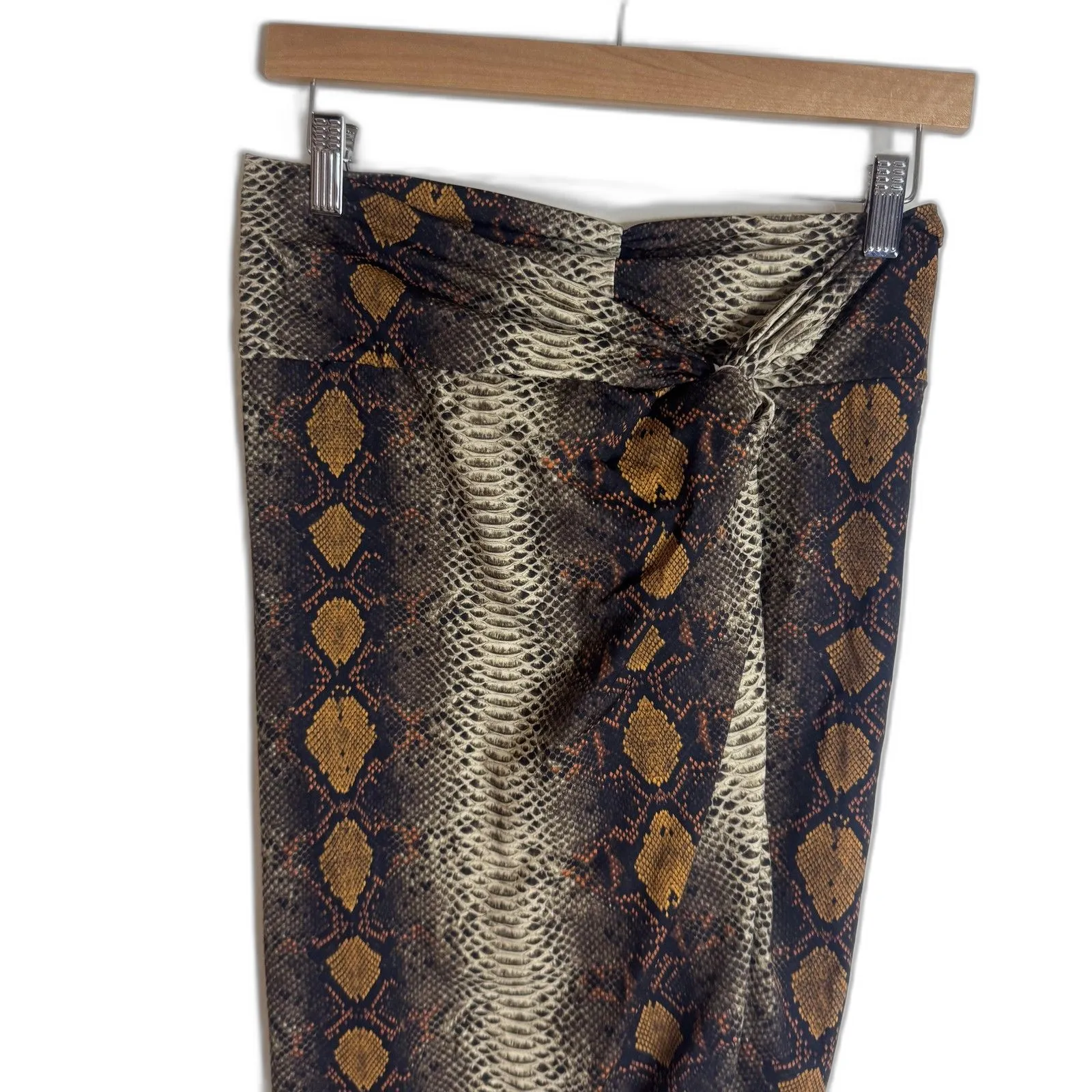 Skims coverup Skirt Womens Small Brown Snake Print Wrap High Waist Midi Stretch - Image 2