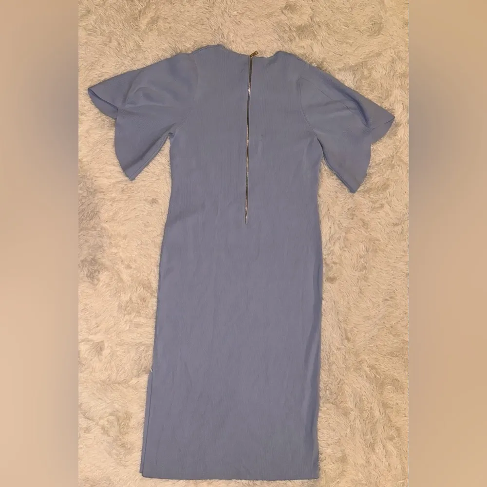 NWOT TED BAKER LOUNIA Fluted Sleeve Knitted Bodycon Midi Blue Dress sz 14 - Image 6