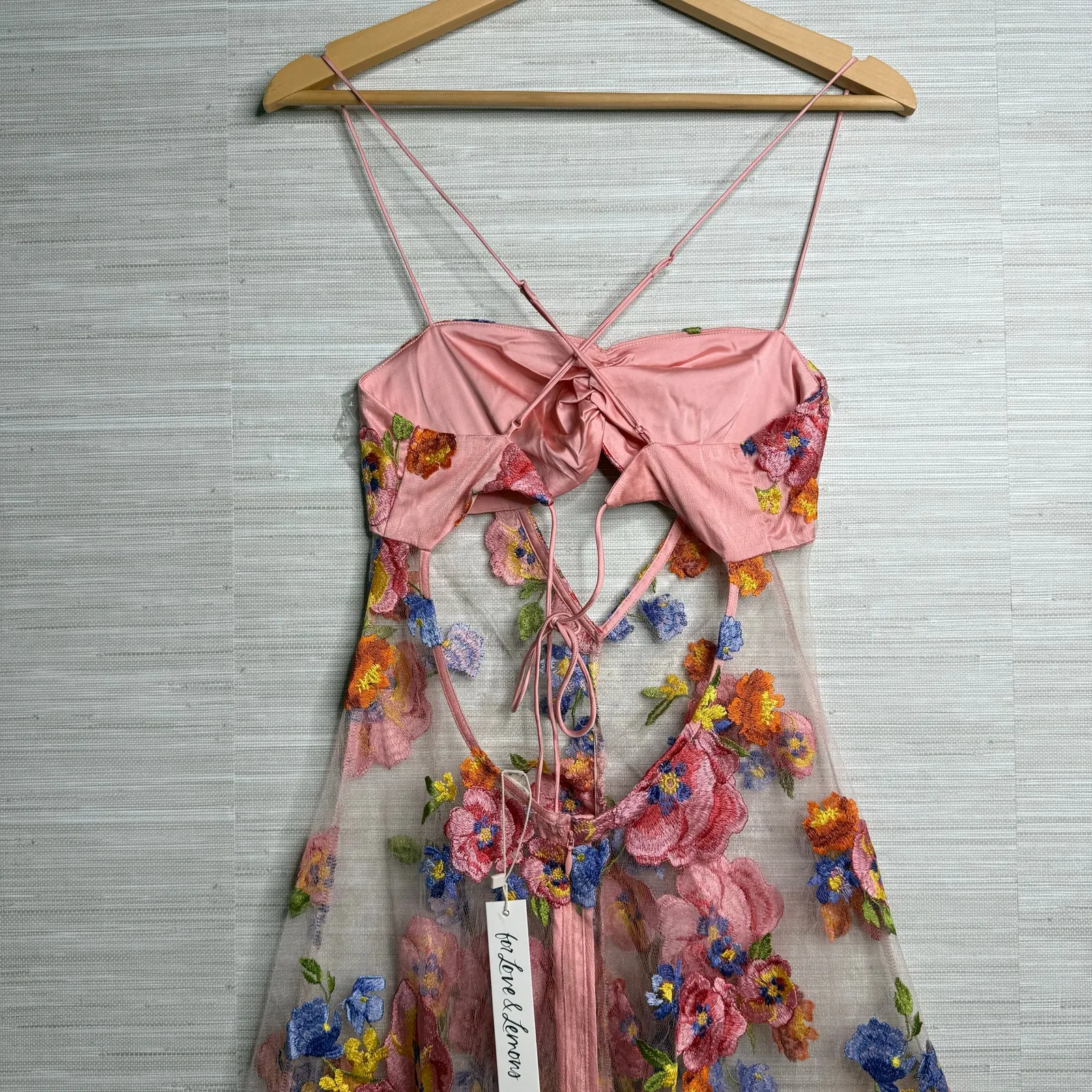 For Love and Lemons maxi dress floral embroidery sheer Medium - Image 5