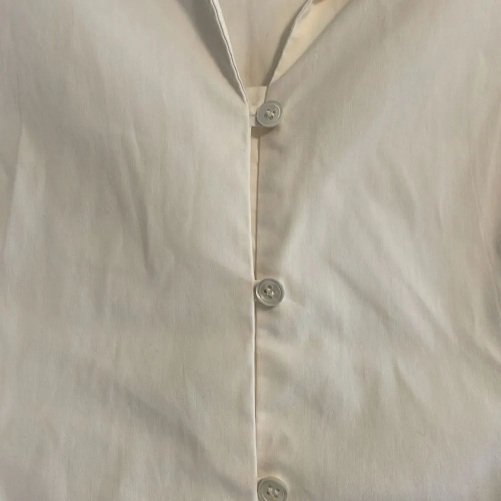 Theory Women’s White Button Down Puffy Sleeve Blouse - Image 2