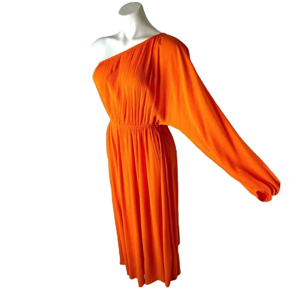 MARA HOFFMAN Vibrant Orange Vera One Shoulder Maxi Dress Bright Resort Size M - Image 5