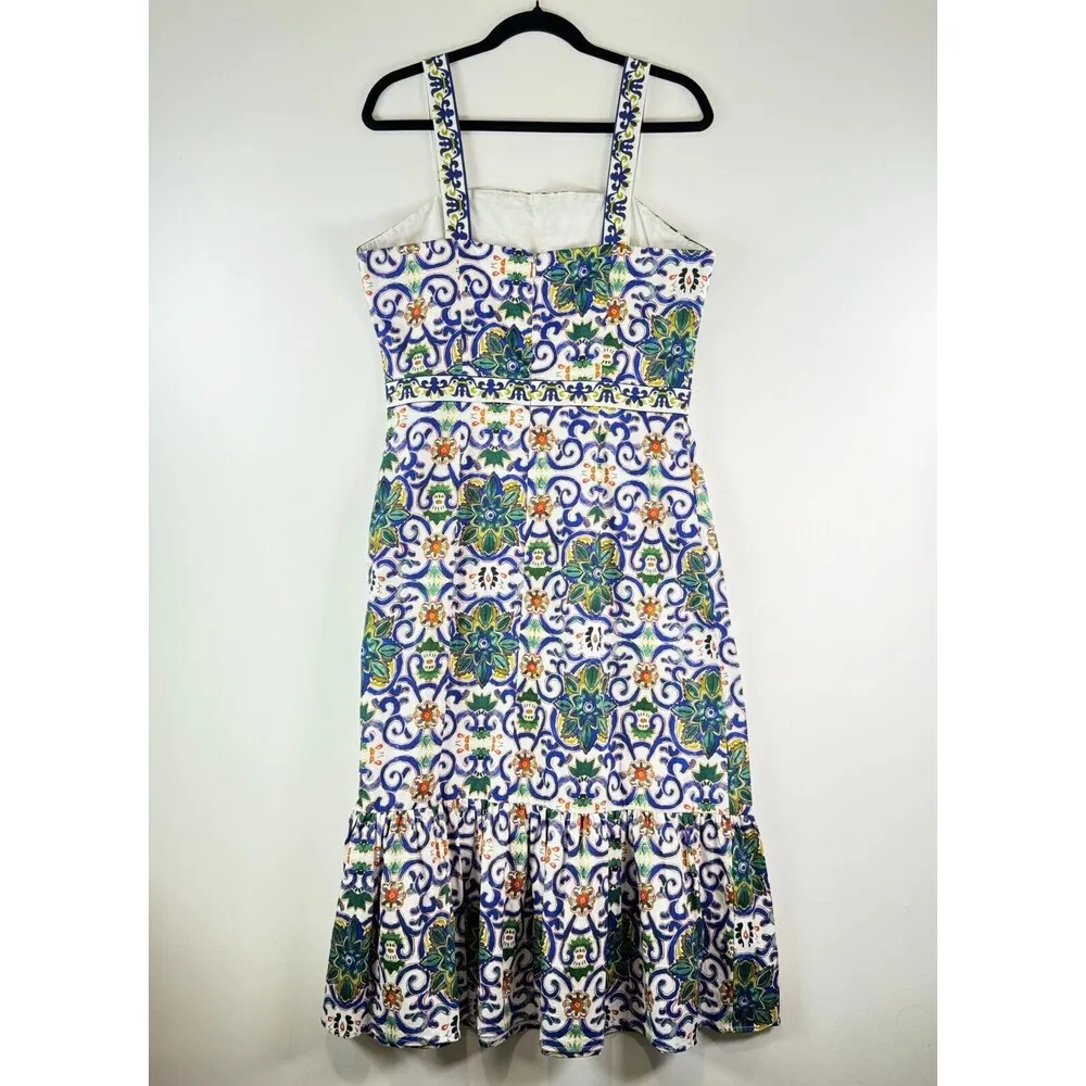 Sam Edelman Womens Dress Green Strap Tile Maxi Tank Floral A Line Boho Size 12 - Image 4