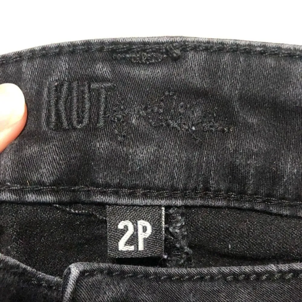 Kut From The Kloth Stevie Straight Leg Black Jeans Womens 2P High Rise Classic - Image 4