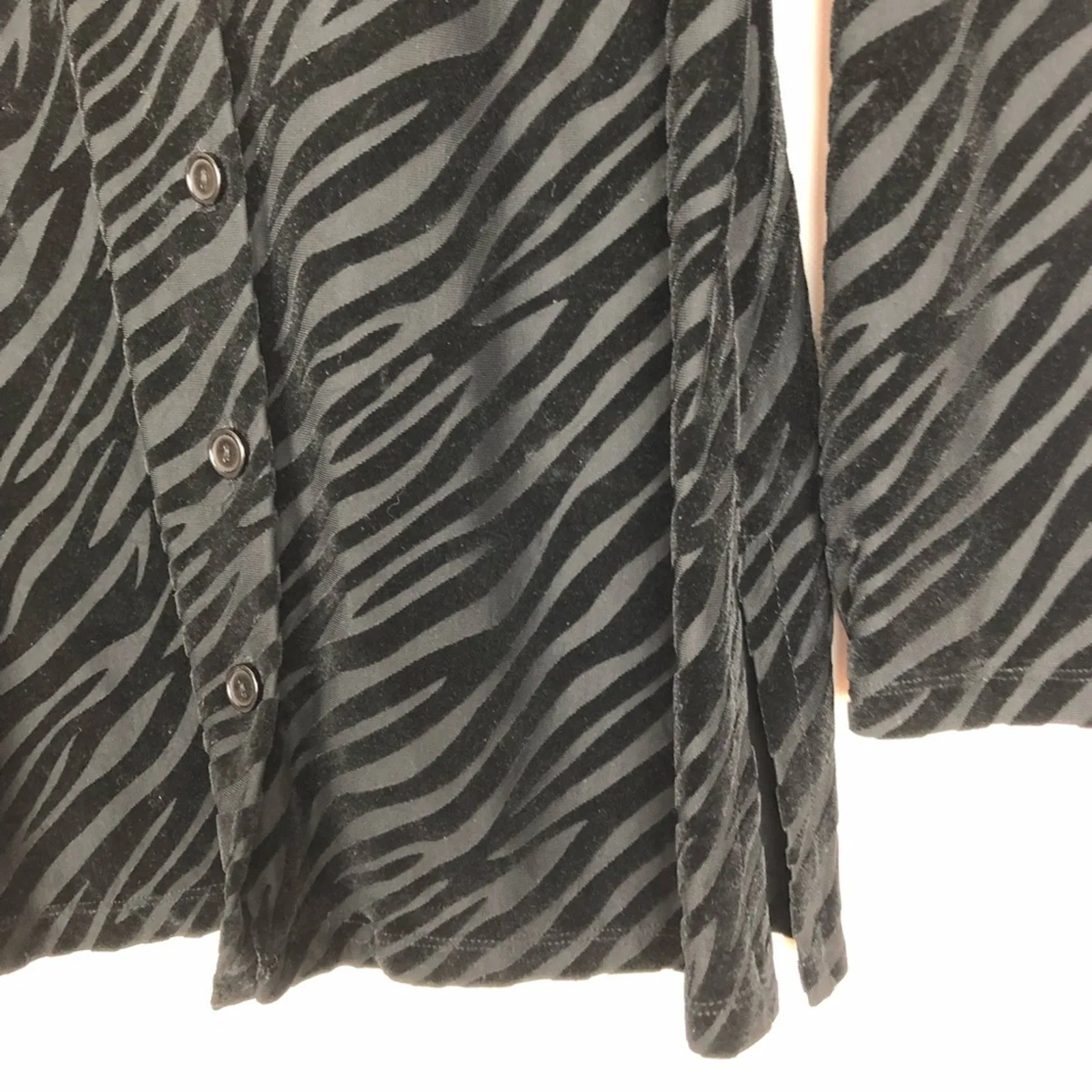 Impressions Velvet Zebra Print Black Top Size Large - Image 4