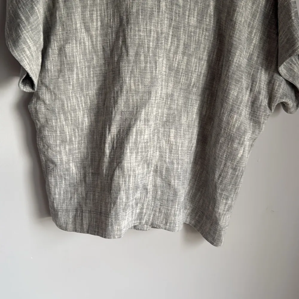 EILEEN FISHER Dark Pearl Gray Cotton Linen Linear Slub Boxy Jacket Medium - Image 12
