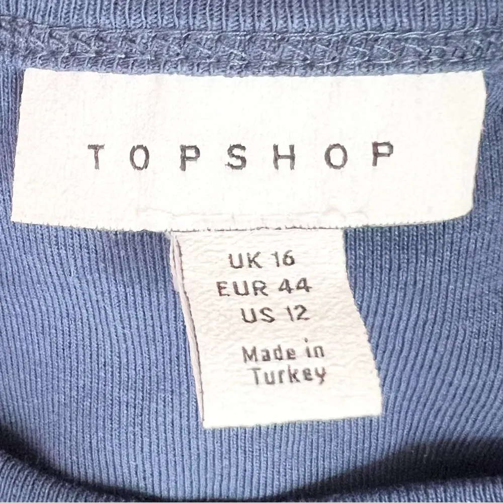 Topshop Navy Blue Notting Hill Crop Top Boxy Cropped Graphic Tee Size 12 Large - Image 7