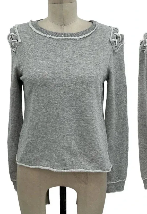 Generation Love Laurie Lace-Up Pullover Sweatshirt Gray Size Small - Image 1