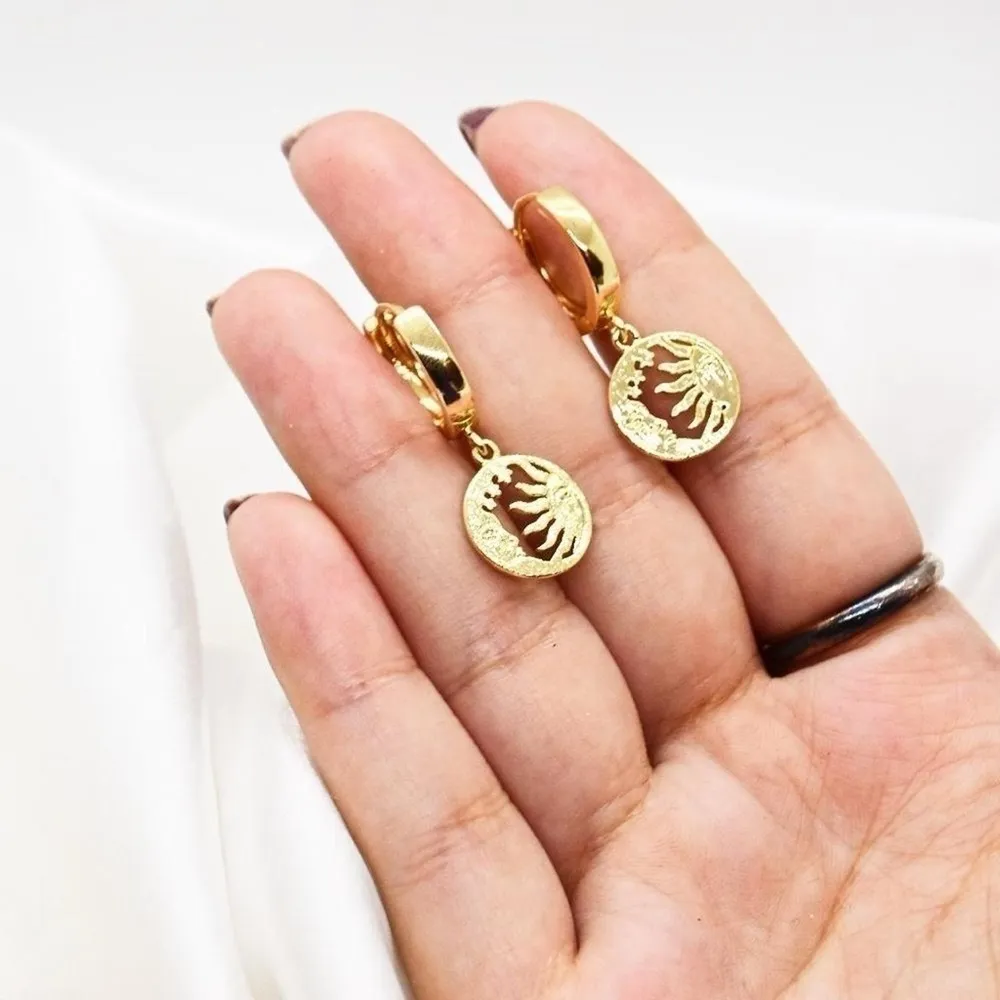Celestial Moon Sun Hoops Gold - Image 3