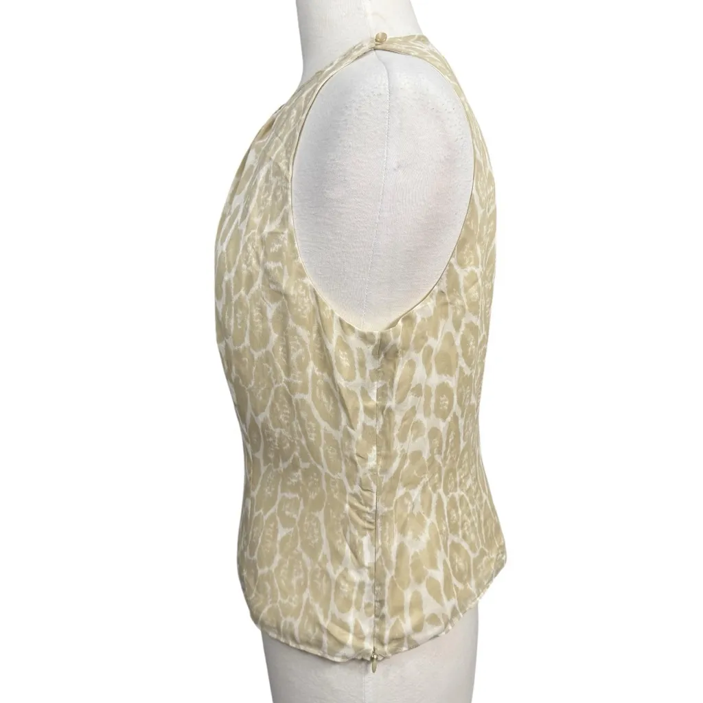 NWT Carlisle Beige White Animal Print Halter Neck Silk Blouse US 10 - Image 6