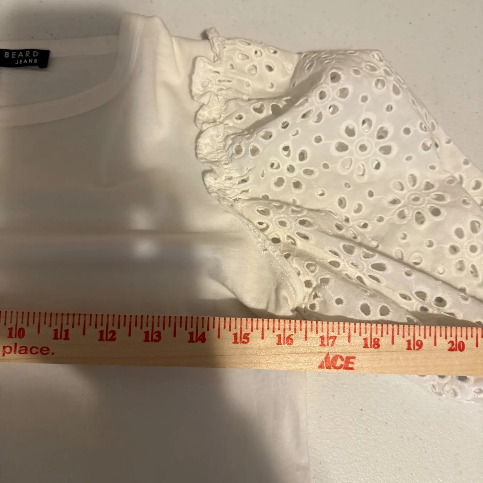 Veronica Beard Pima Cotton Tee Eyelet Puff Sleeve White XS Closet Staple Casual - Image 6