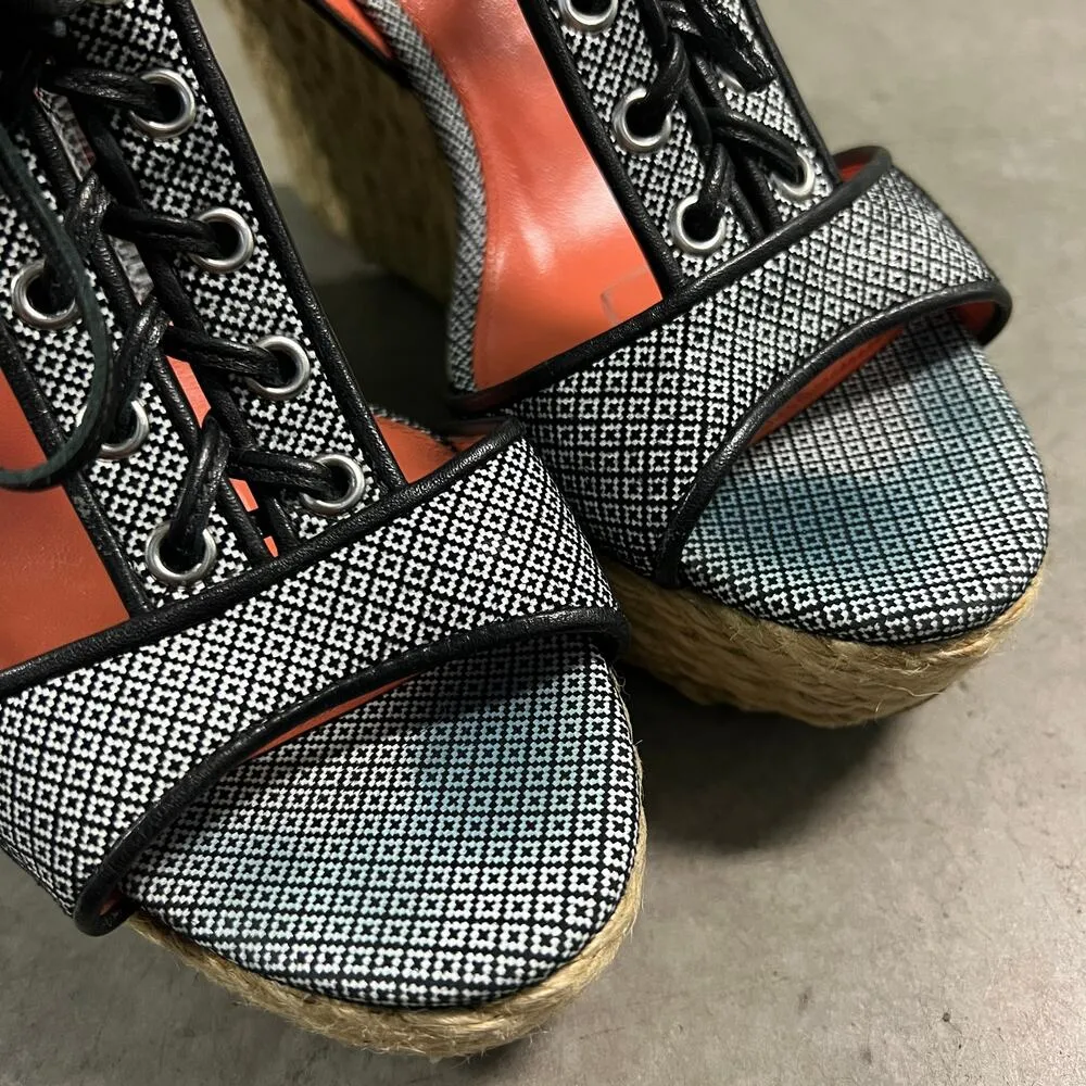 Via Spiga (9) Kassiana Black Leather Espadrille Platform Wedge Heel Sandal Shoes - Image 8