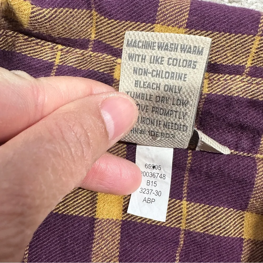 Duluth Trading Co Women’s Free Swingin Flannel Button Down Shirt Purple Yellow M Size M - Image 9