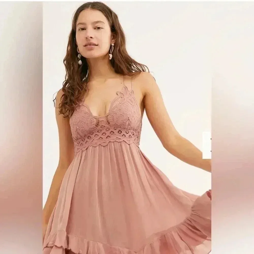 Free People Adella Boho Slip Dress in Rose XS NWT - Image 3