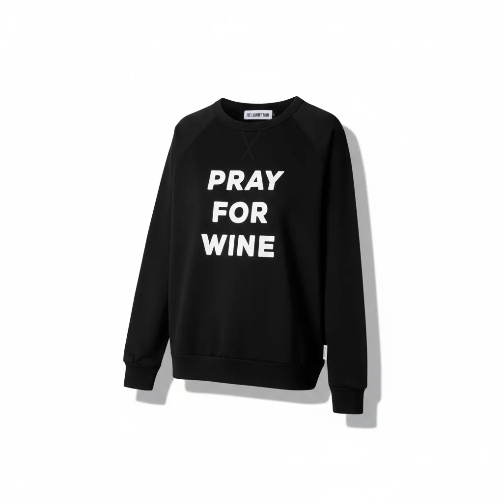 new The Laundry Room ☻︎ Pray For Wine Oversize Super Softest Sweatshirt ☻︎ Black - Image 3
