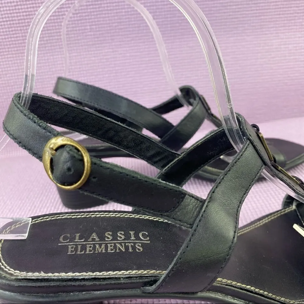 Classic Elements Shoshanna Square Toe Block Heel Sandal Black Size 9 Leather - Image 10
