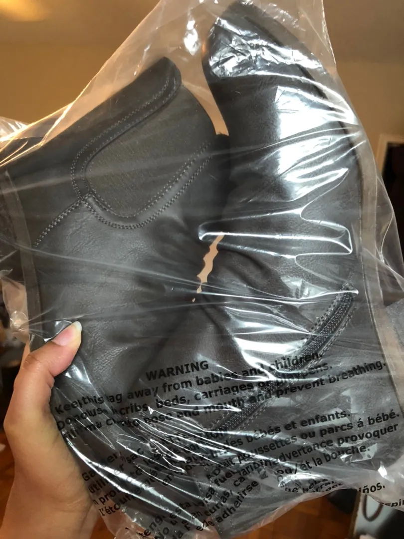 Vegan Leather Booties Brown Size 9 - Image 3