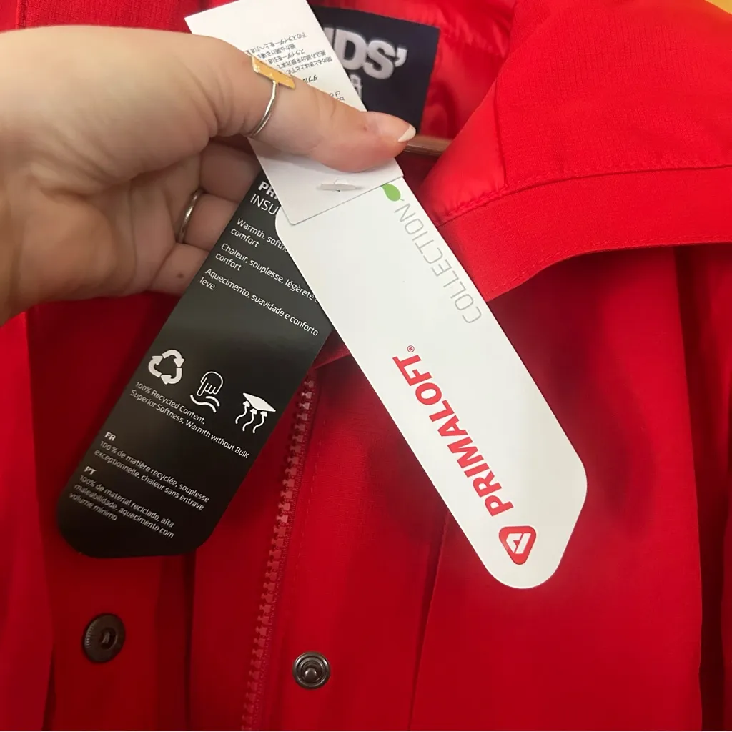 Land’s End Primaloft Insulated Waterproof Parka Raincoat Hood Red NWT Size S - Image 3