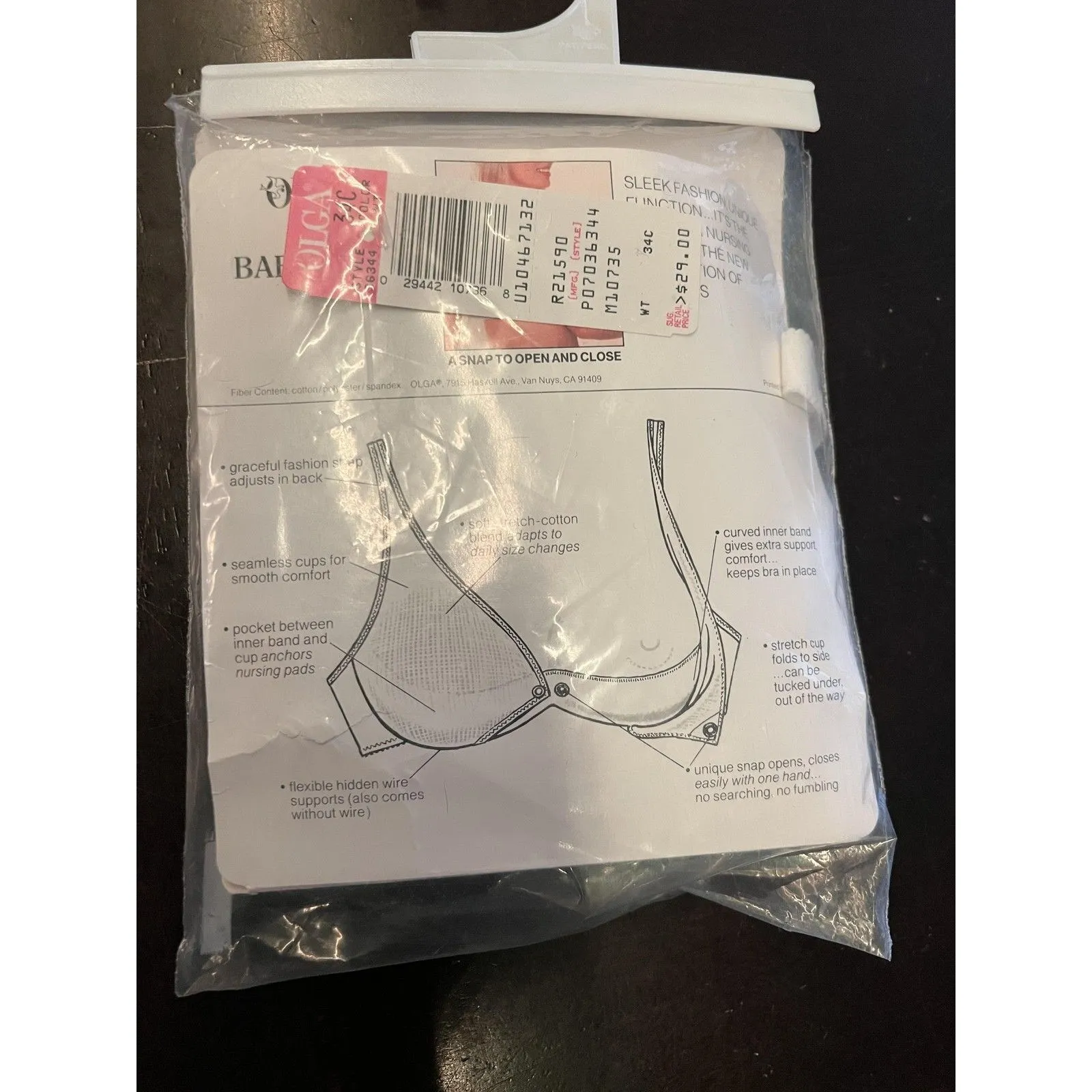 Vintage Olga Baby N Me Nursing Bra Womens 34C White Maternity Underwire Seamless Size undefined - Image 9