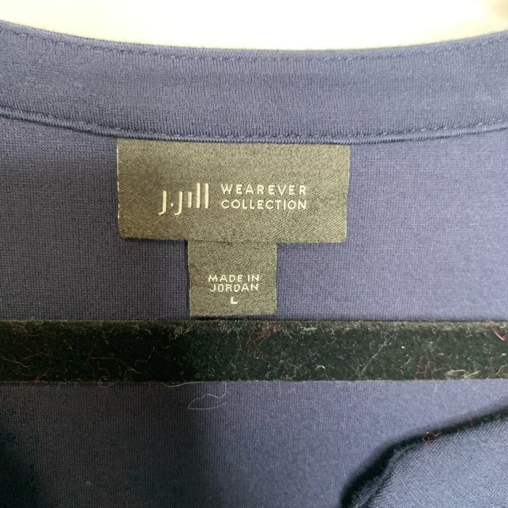 J Jill Wearever Blue Pullover Top Split Neck Sz Large - Image 4