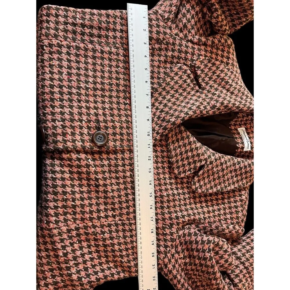 VTG Jonathan Michael Pink Wool Blend USA Houndstooth Coat 16 - Image 7