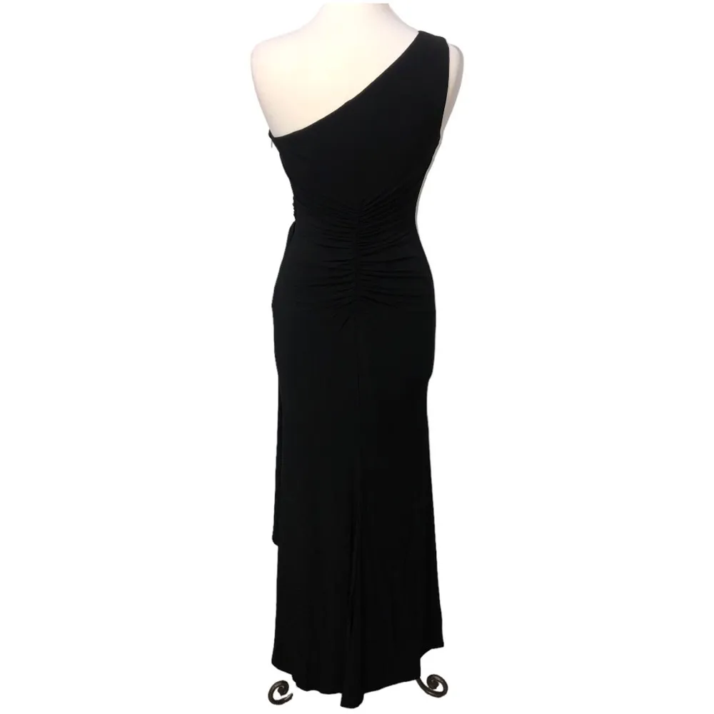 Vince Camuto Black One-Shoulder Pleated Waist Gown 6 NWOT - Image 4