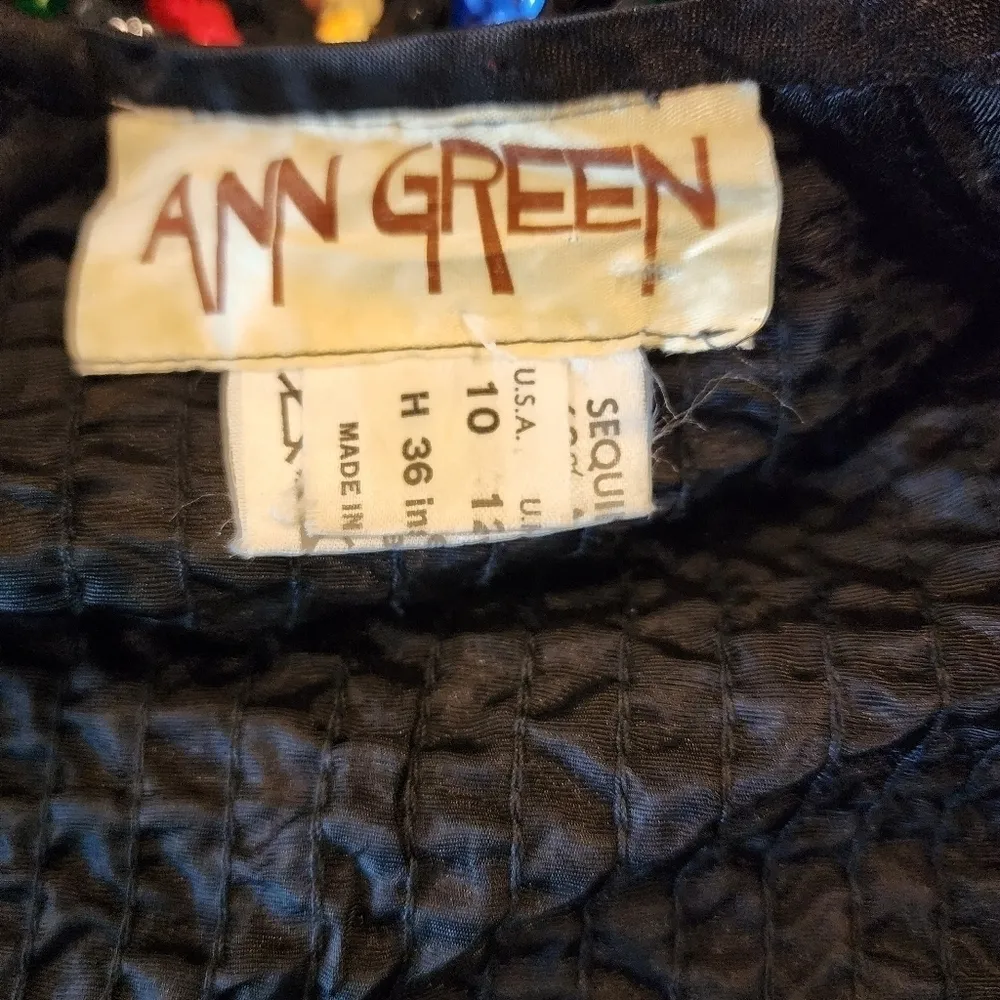 Ann green artsy black colorful sequin vintage open Cardigan Sweater Red - Image 11