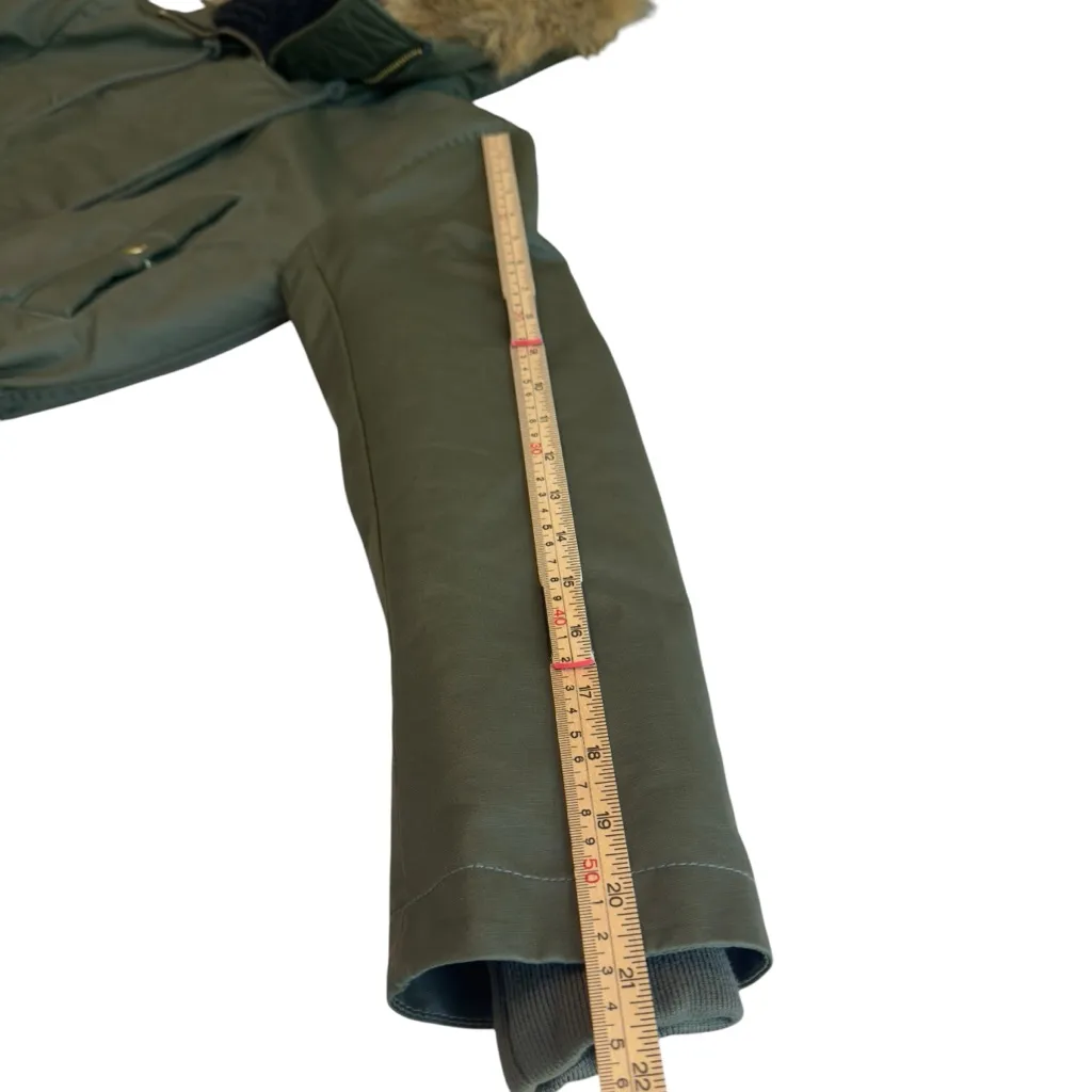 J.Crew Olive Green Utility Parka Petite XS Faux Fur Hood PrimaLoft Jacket EUC - Image 13