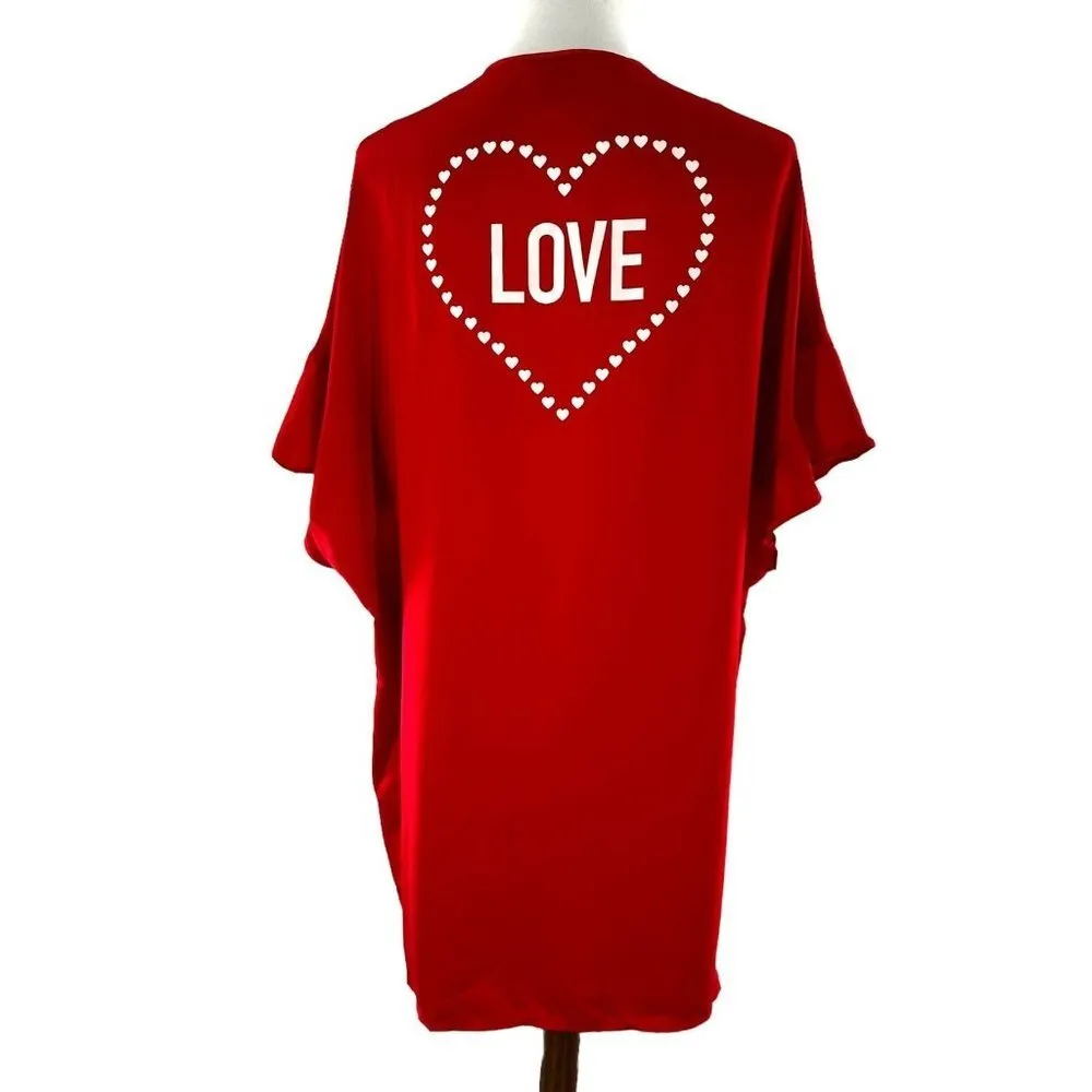 NEW/NWT Victoria's Secret Red Kimono Robe Satin Flounce Love Heart Valentine - Image 4